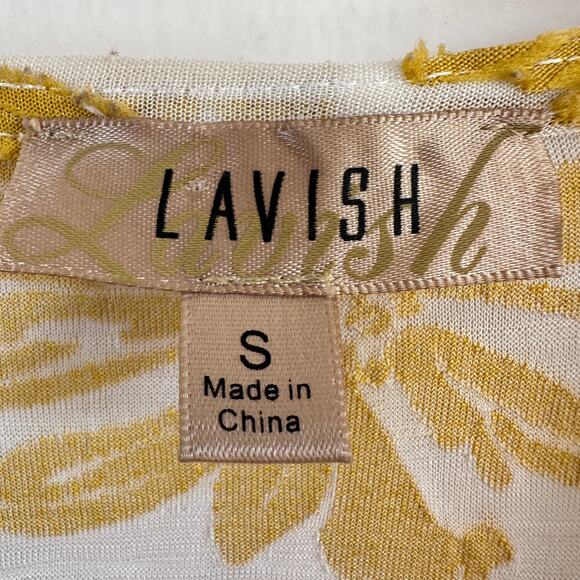 Lavish Floral Burnout Cottagecore Cover Up Bohemian Yellow Swim Beach SMALL - Picture 6 of 11